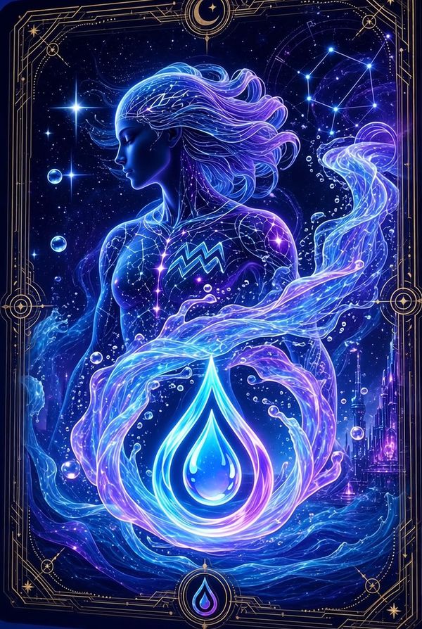 Aquarius zodiac card from the Nova Charts Zodiac Card Book