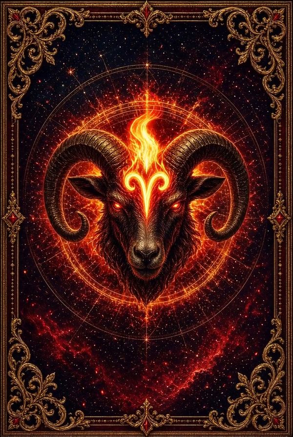 Aries zodiac card from the Nova Charts Zodiac Card Book