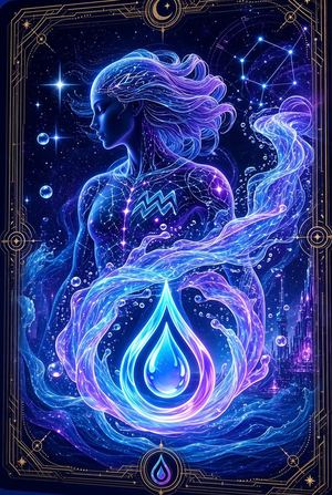 Aquarius zodiac card