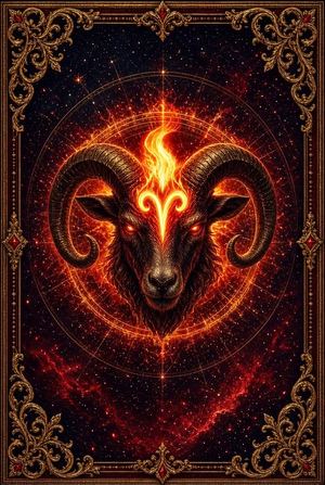 Aries zodiac card
